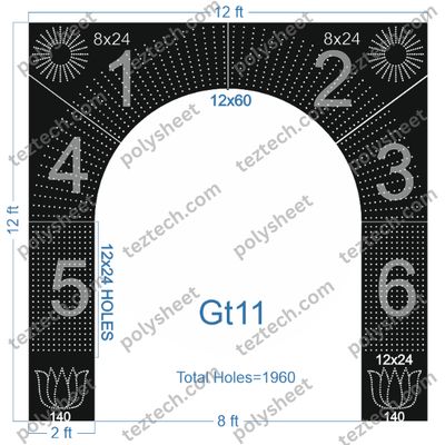 GT11 GATE 11 1960 HOLES , 2 FT PILLAR , 12 LED PER LINE