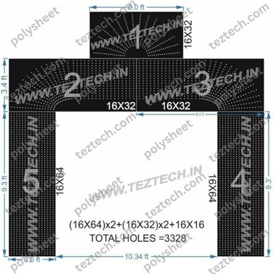 GT10 GATE 10 , 3328 HOLES , 3 FT PILLAR , 16 LED PER LINE
