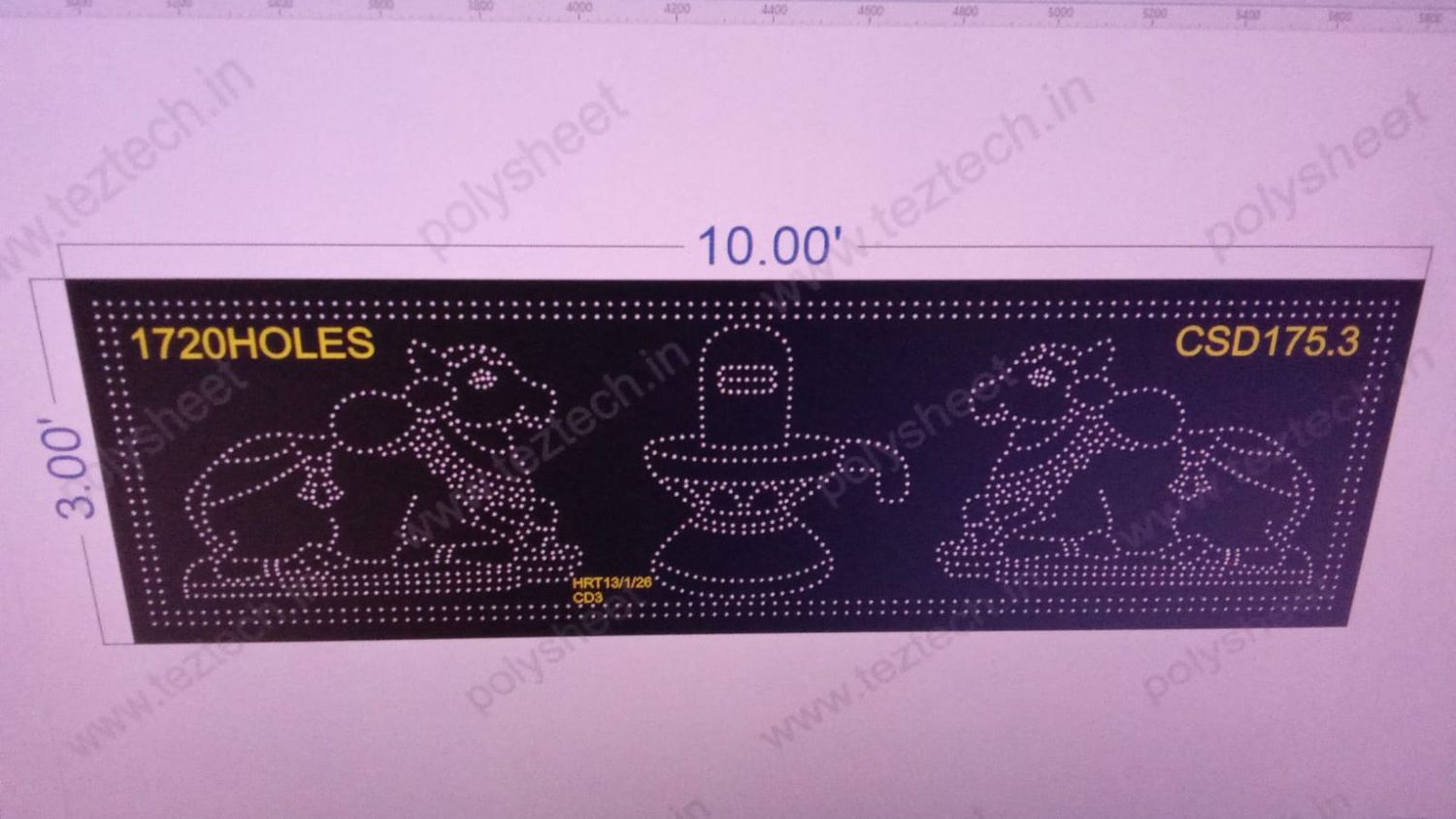 CSD175.3  SHIVLING WITH NANDI  3X10  FEET 1720 HOLES