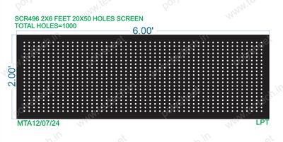 SCR496 2X6 FEET 20X50 HOLES SCREEN TOTAL HOLES=1000