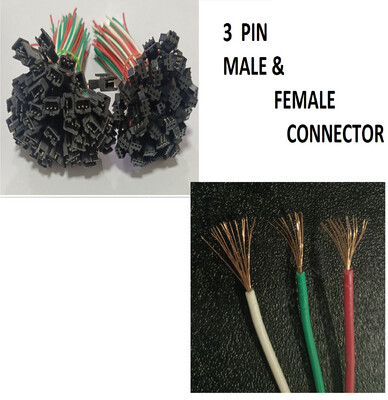 (RMCNN20) (RMCNN77) 3 Pin Male and Female Connector /copper wire  (50Pairs)