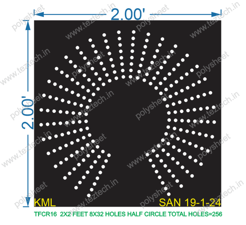 TFCR16	2X2 FEET 8X32 HOLES DEGREE CIRCLE TOTAL HOLES=256