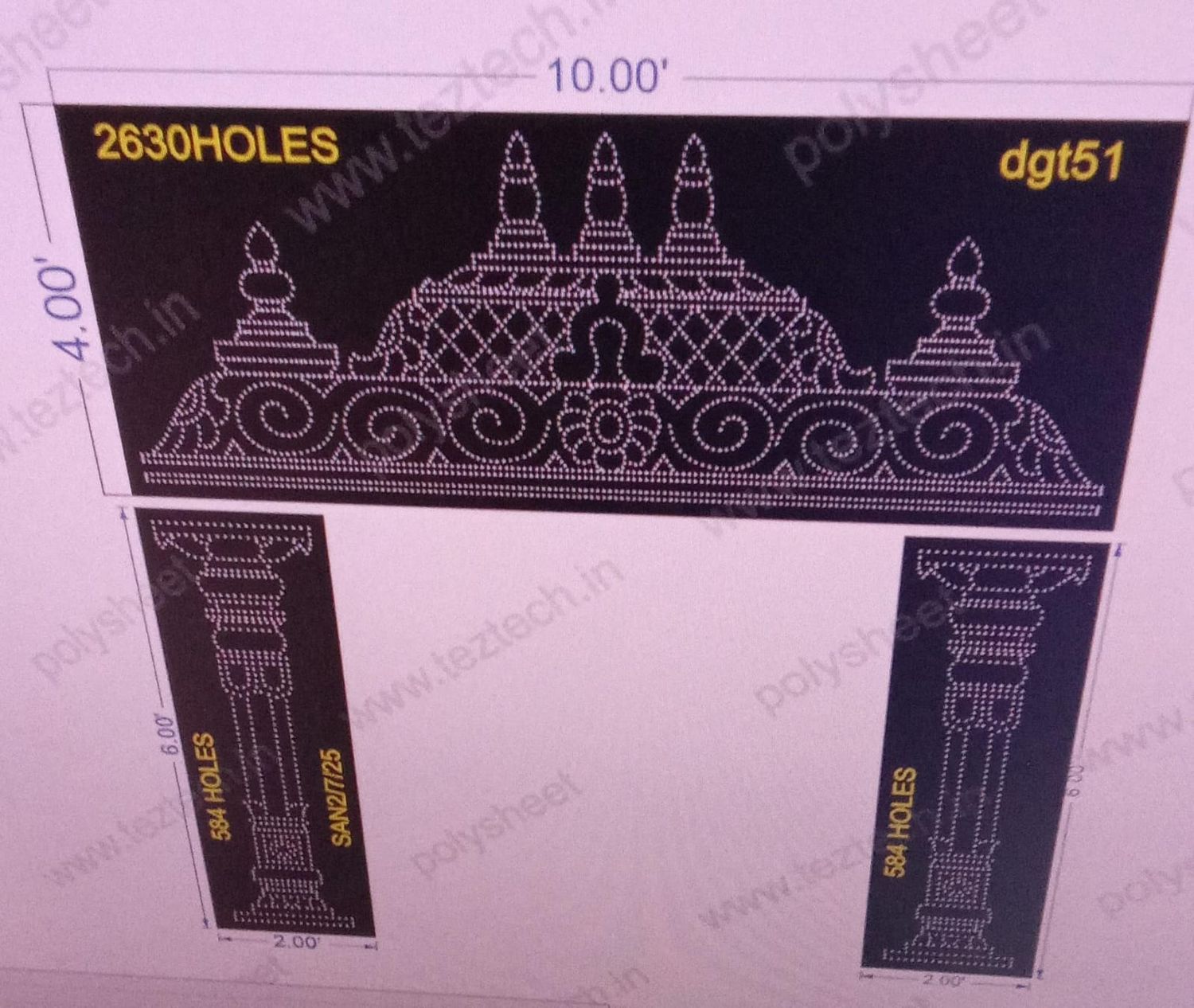 DGT51 MANDAP DESIGNER GATE 10X20  FEET 3798HOLES  ( 3 PARTS )
