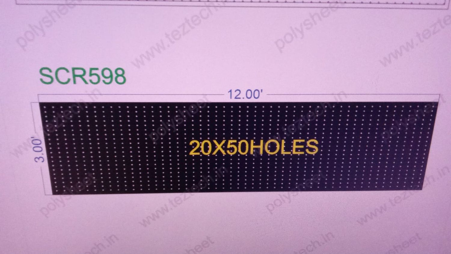 SCR598 3X12  FEET  20X50 HOLES SCREEN TOTAL  HOLES=1000