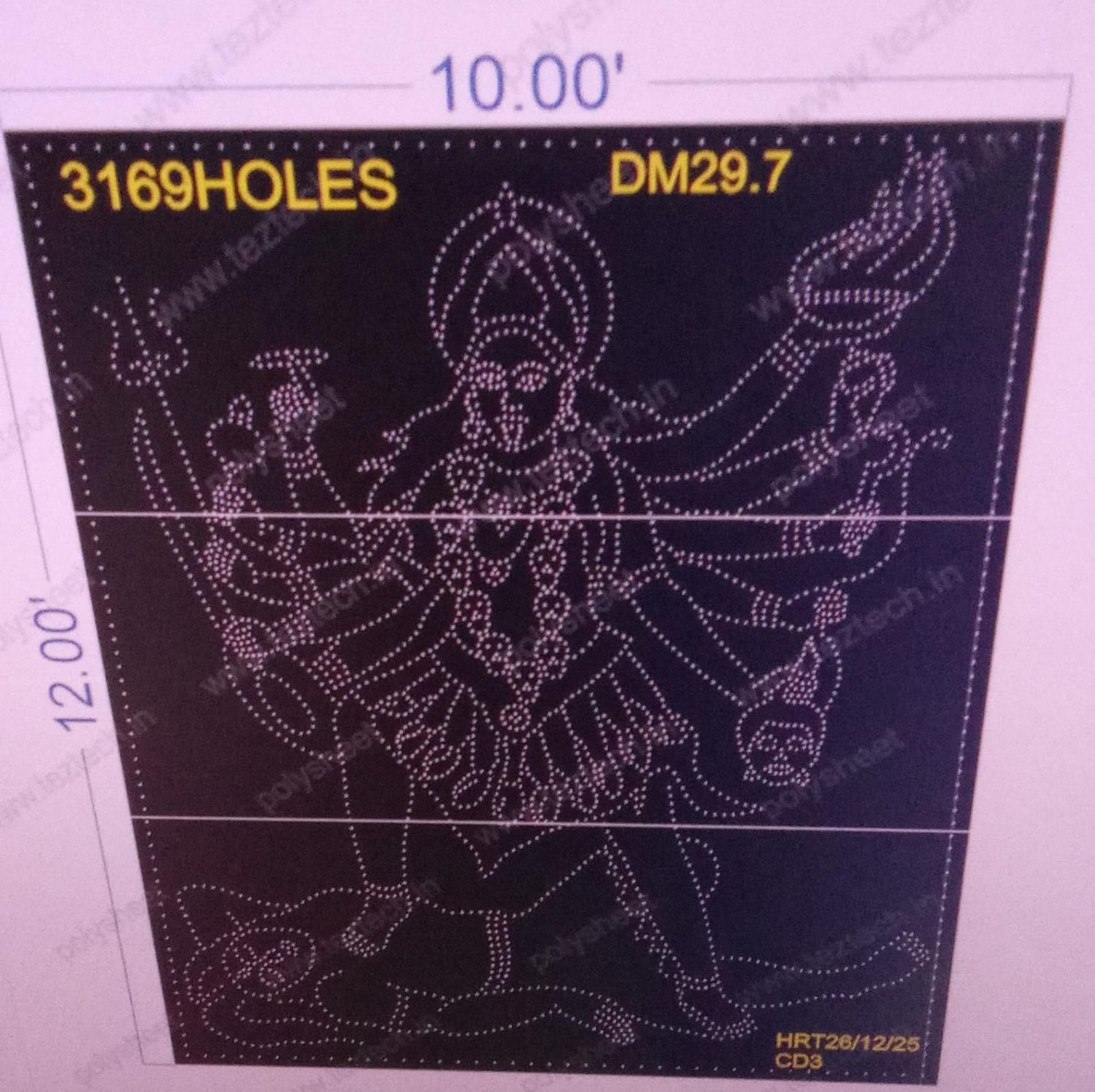 DM29.7  KALI MATA  12X10 FEET 3169  HOLES  (3 PARTS)