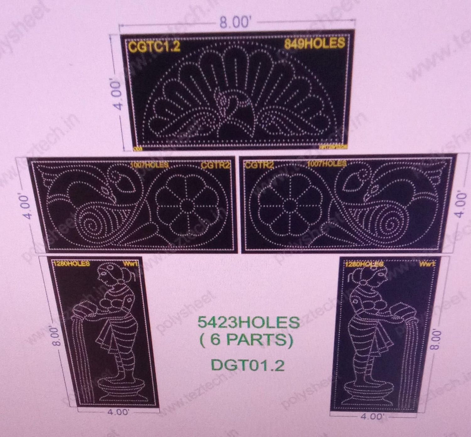 DGT01.2 DESIGENER  GATE 16X16 FEET  TOTAL HOLES  5423 (6PARTS)