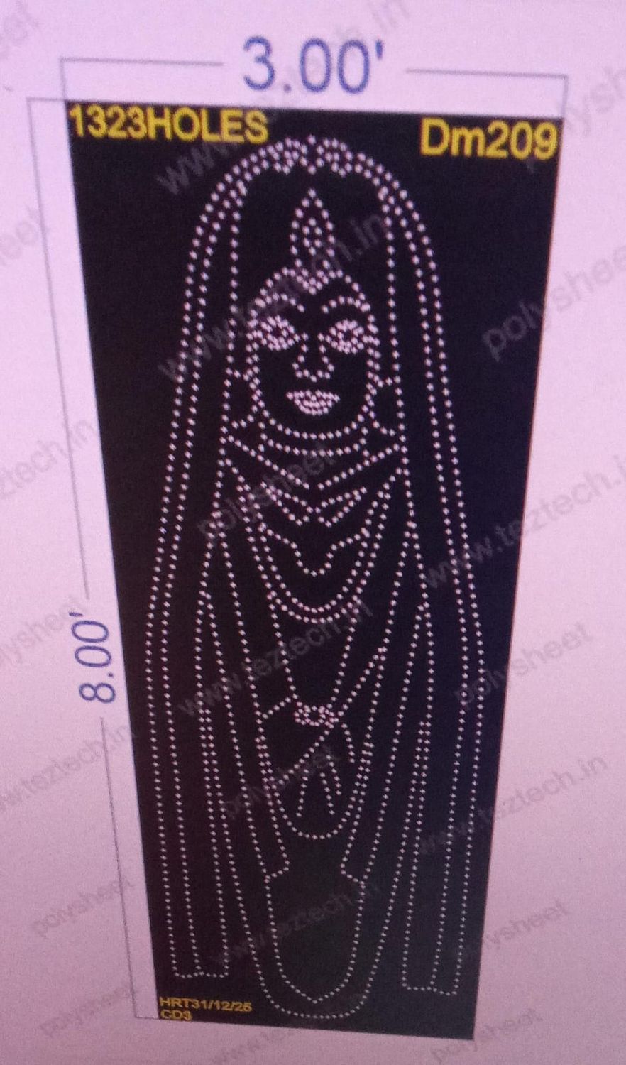 DM209  DEVI MATA  8X3 FEET 1323  HOLES