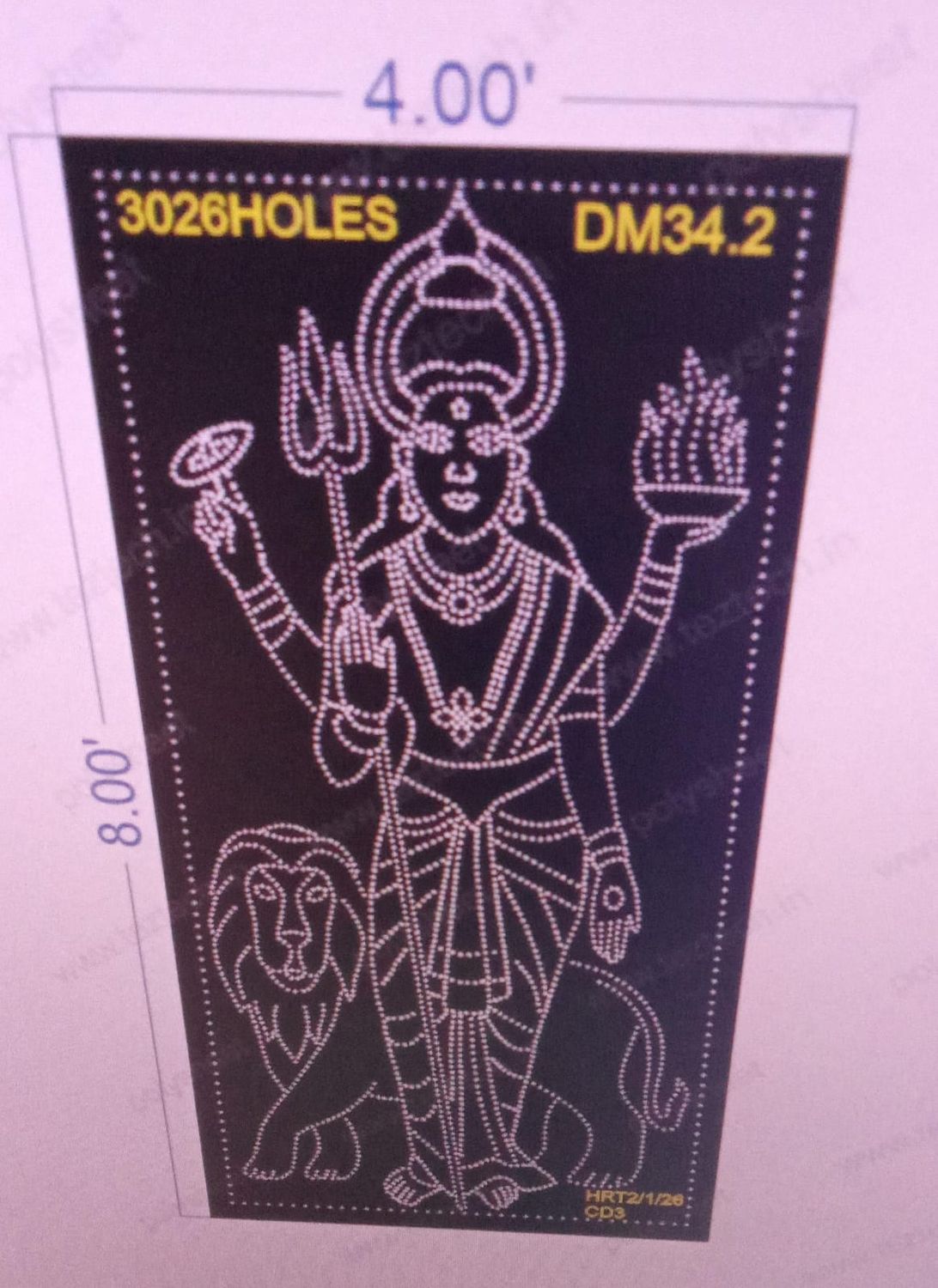 DM34.2  DURGA MATA 8X4FEET 3026 HOLES