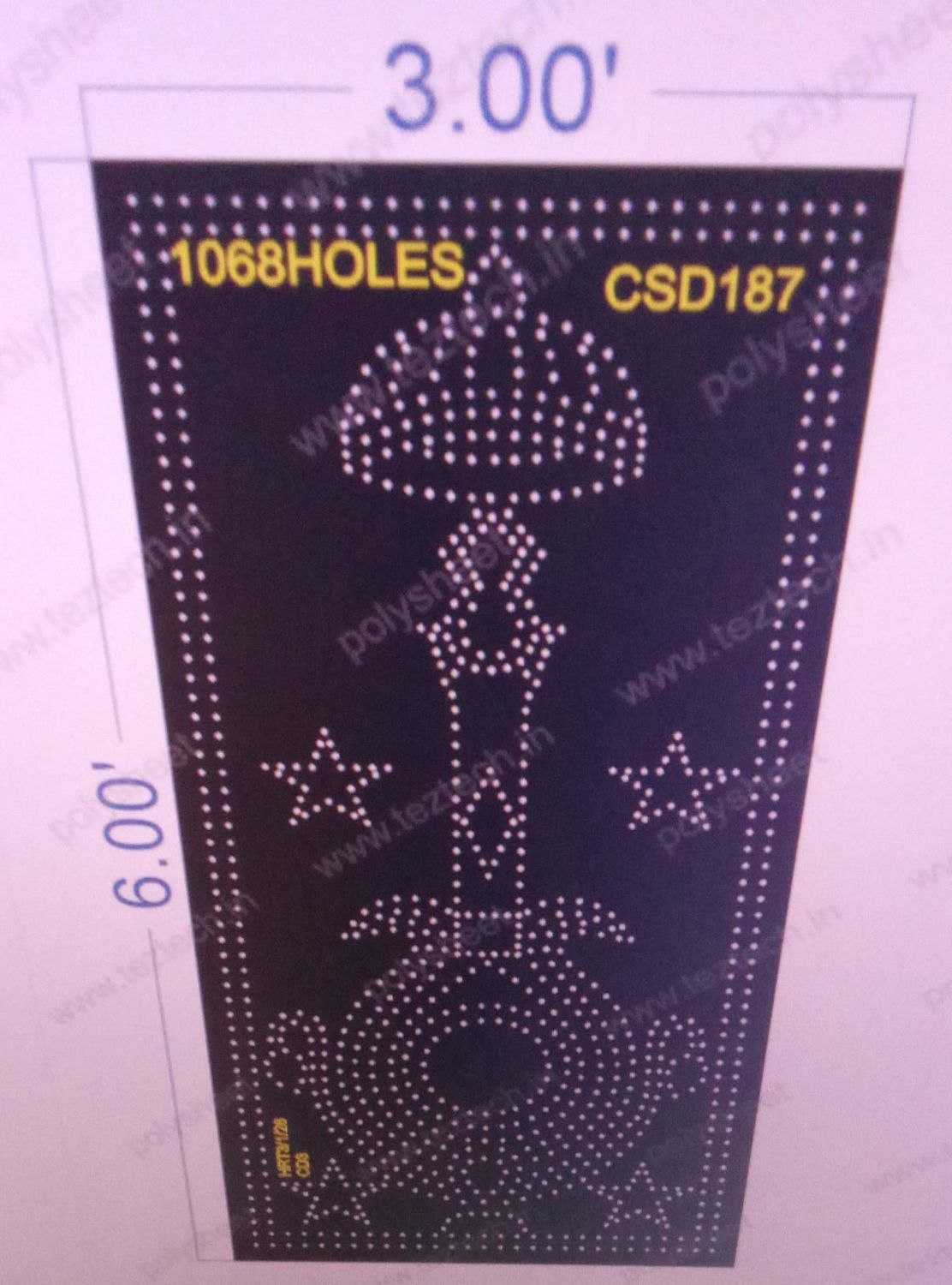 CSD187  CUSTOM DESIGN   6X3  FEET 1068 HOLES