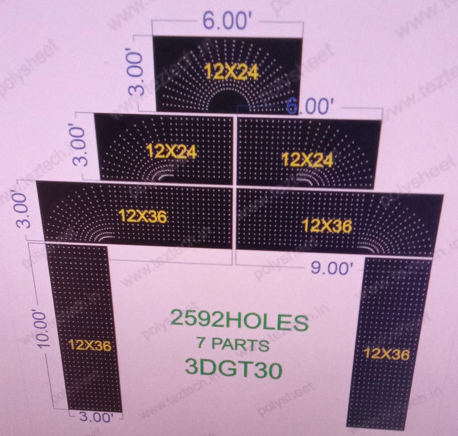 3DGT30 GATE  19X18  FEET 2592  HOLES  (7 PARTS)