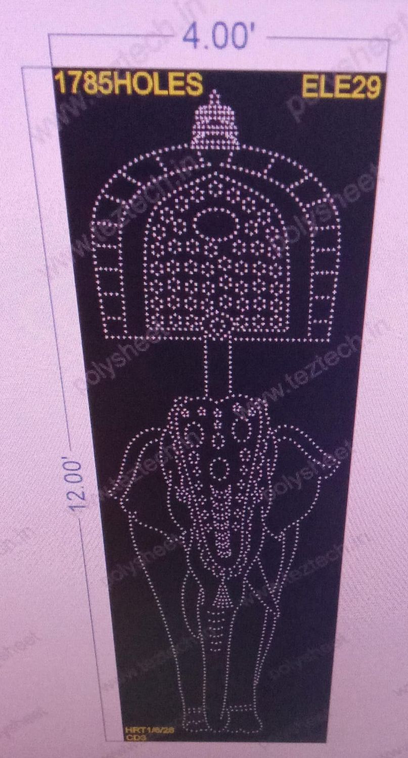 ELE29  ELEPHANT 12X4   FEET 1785  HOLES