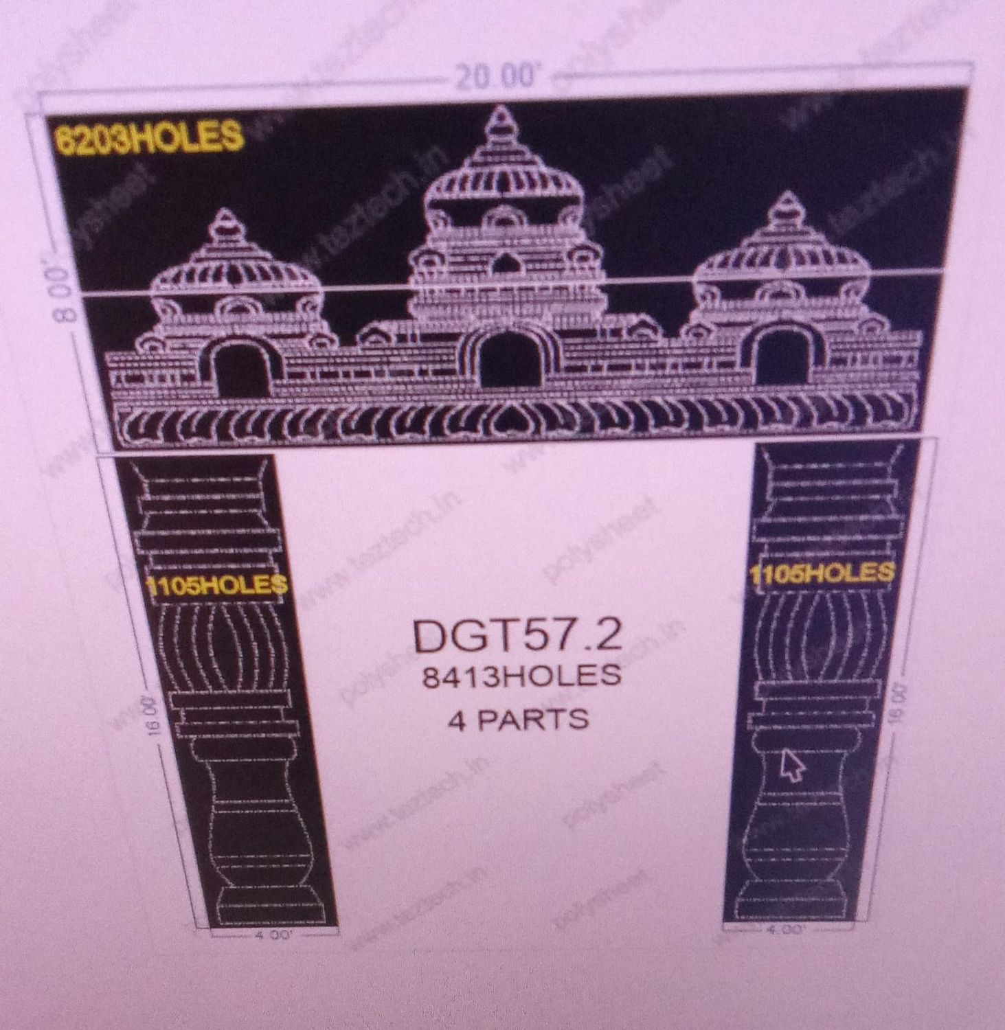 DGT57.2  DESIGNER GATE  4 PARTS 24X20   FEET 8413 HOLES