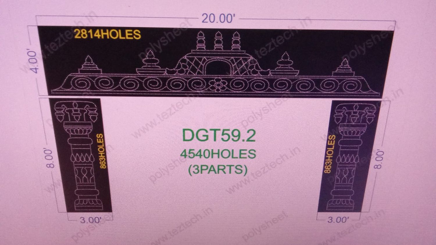 DGT59.2  DESIGNER  GATE 3 PARTS 12X20  FEET 4540 HOLES