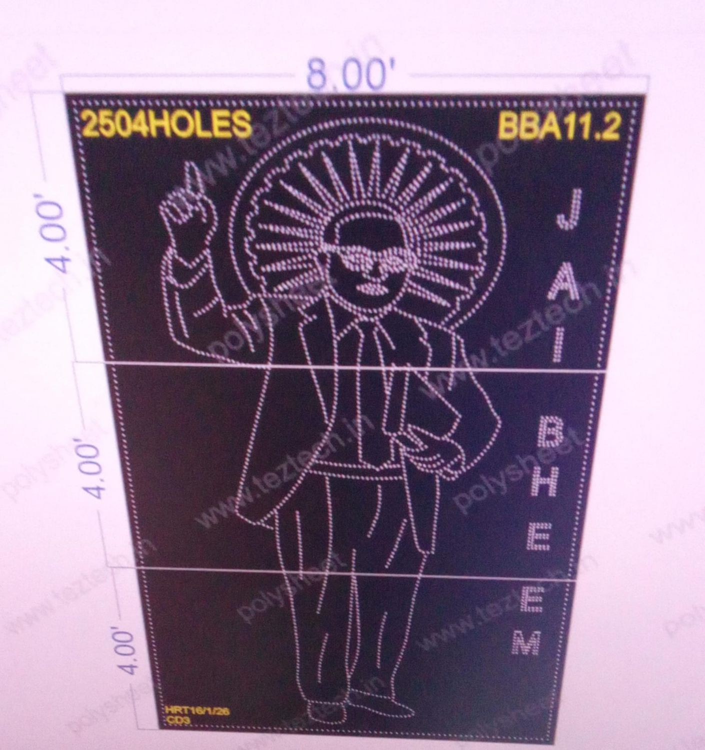 BBA11.2  BABA SAHEB AMBEDKAR 12X8 FEET 2504 HOLES