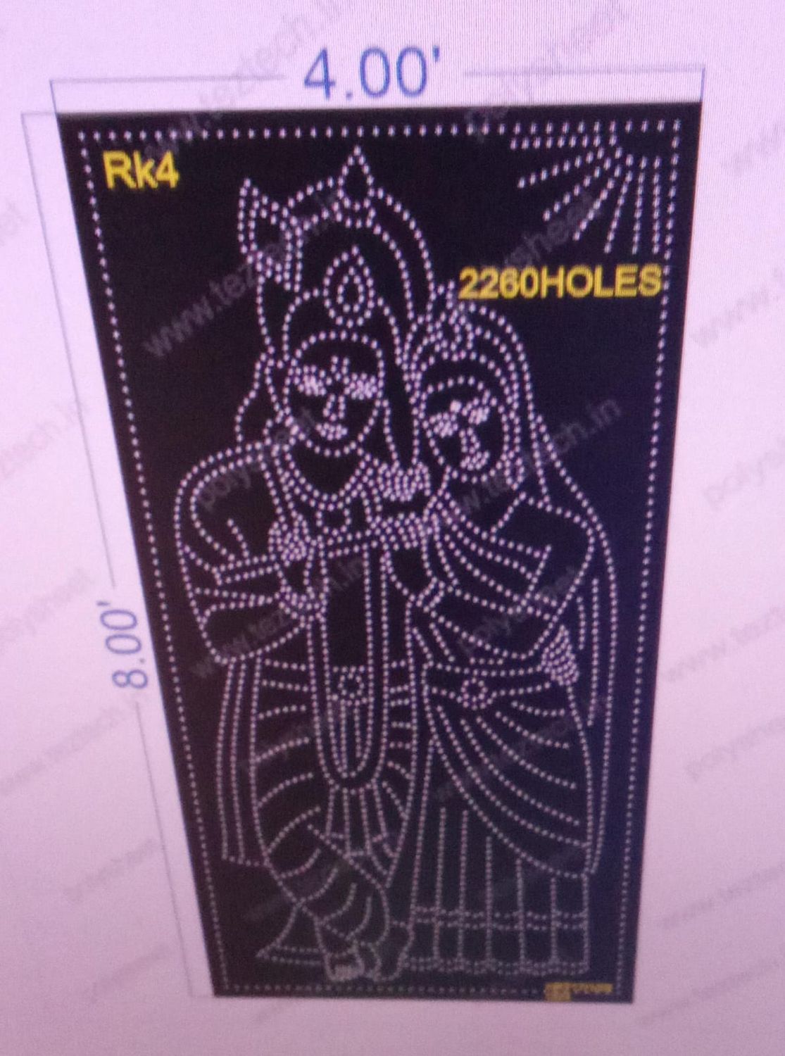 RK4  RADHAKRISHNA 8X4 FEET 2260 HOLES
