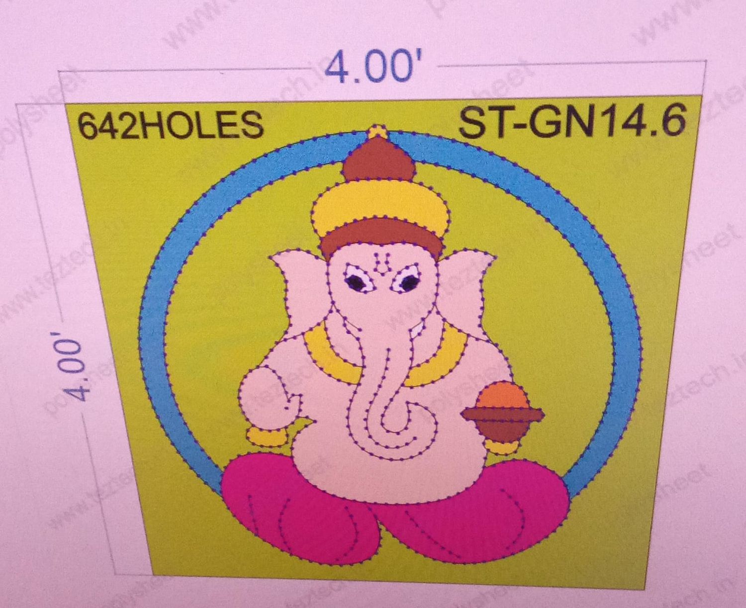 ST-GN14.6  STICKER GANESH JI  4X4FEET 642  HOLES IN 1 PART