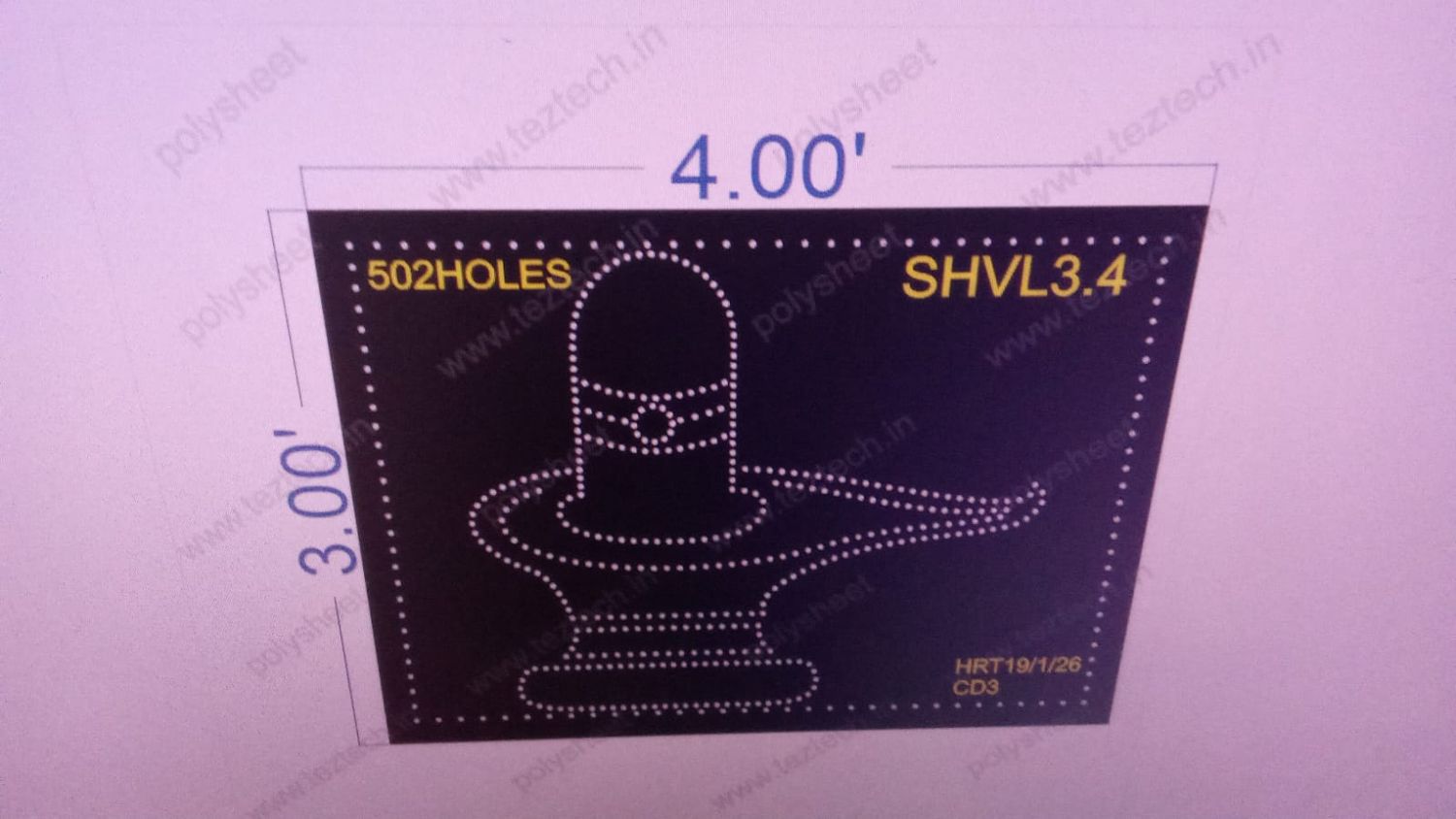 SHVL3.4 SHIV 1 PART 3X4 FEET 502 HOLES