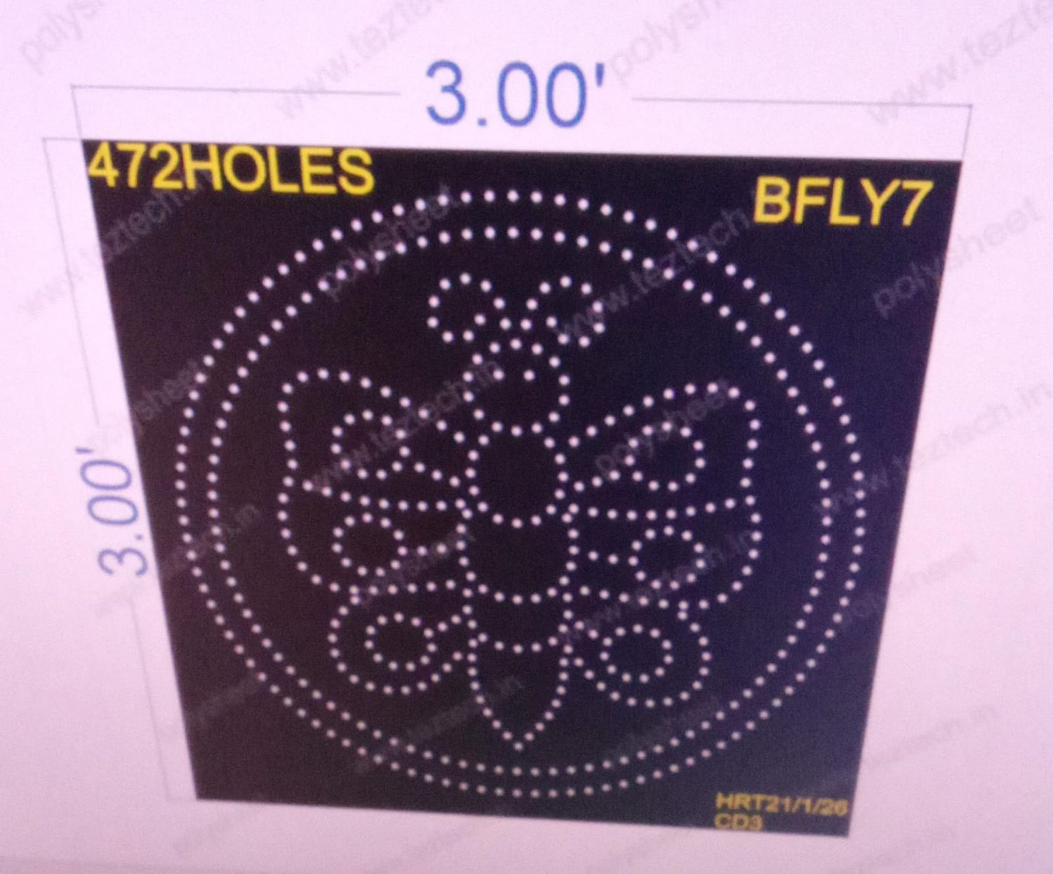 BFLY7 BUTTERFLY 3X3 472 HOLES