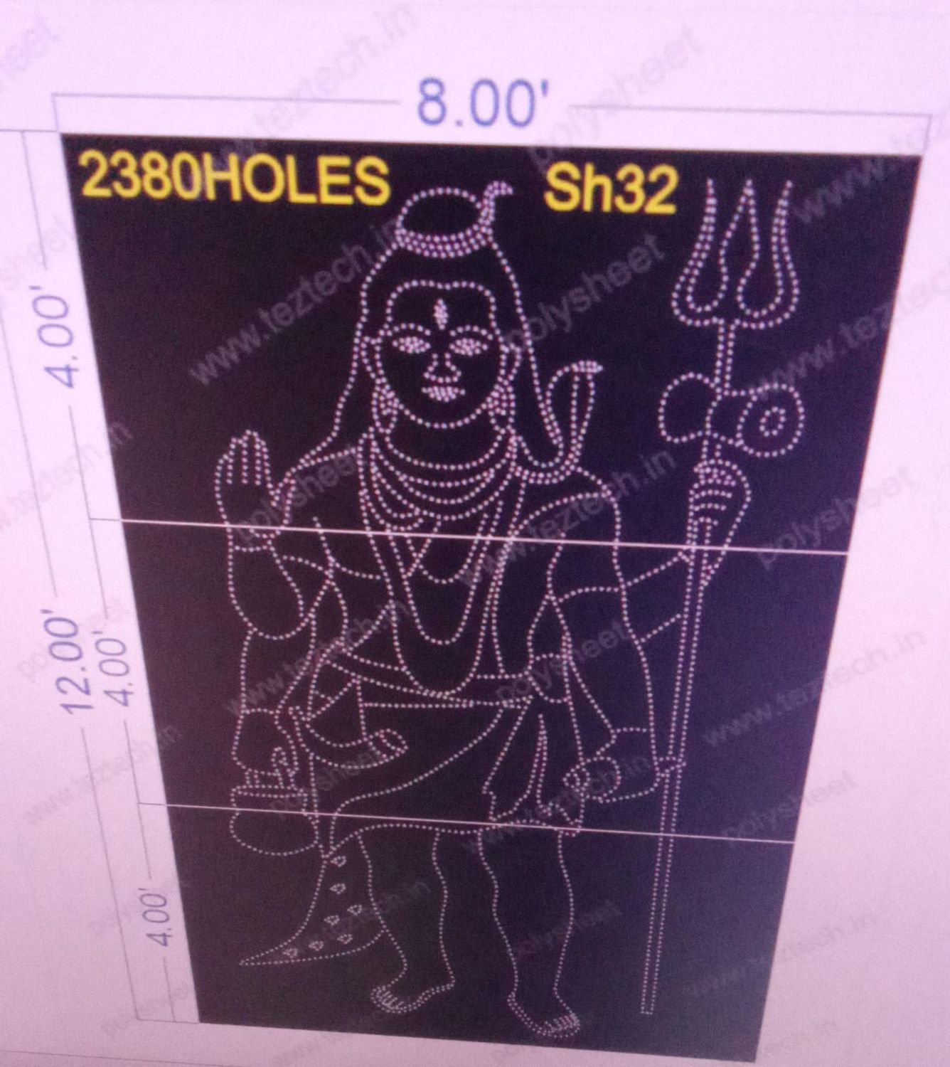 SH32 SHIV 4 PARTS 12X8 FEET 2380 HOLES