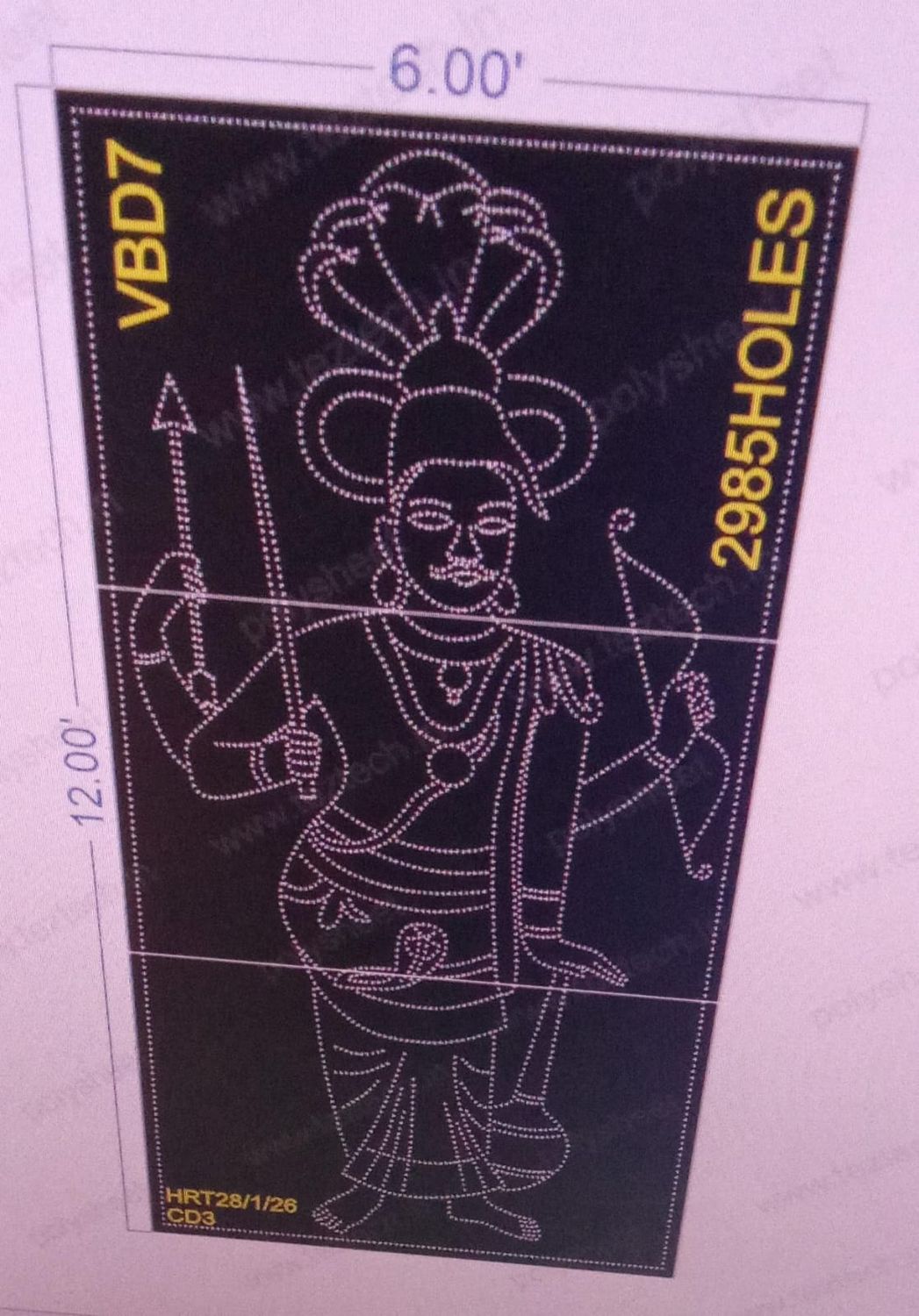 VBD7 VEER BHADRESHWARA  12X6  FEET 2985 HOLES