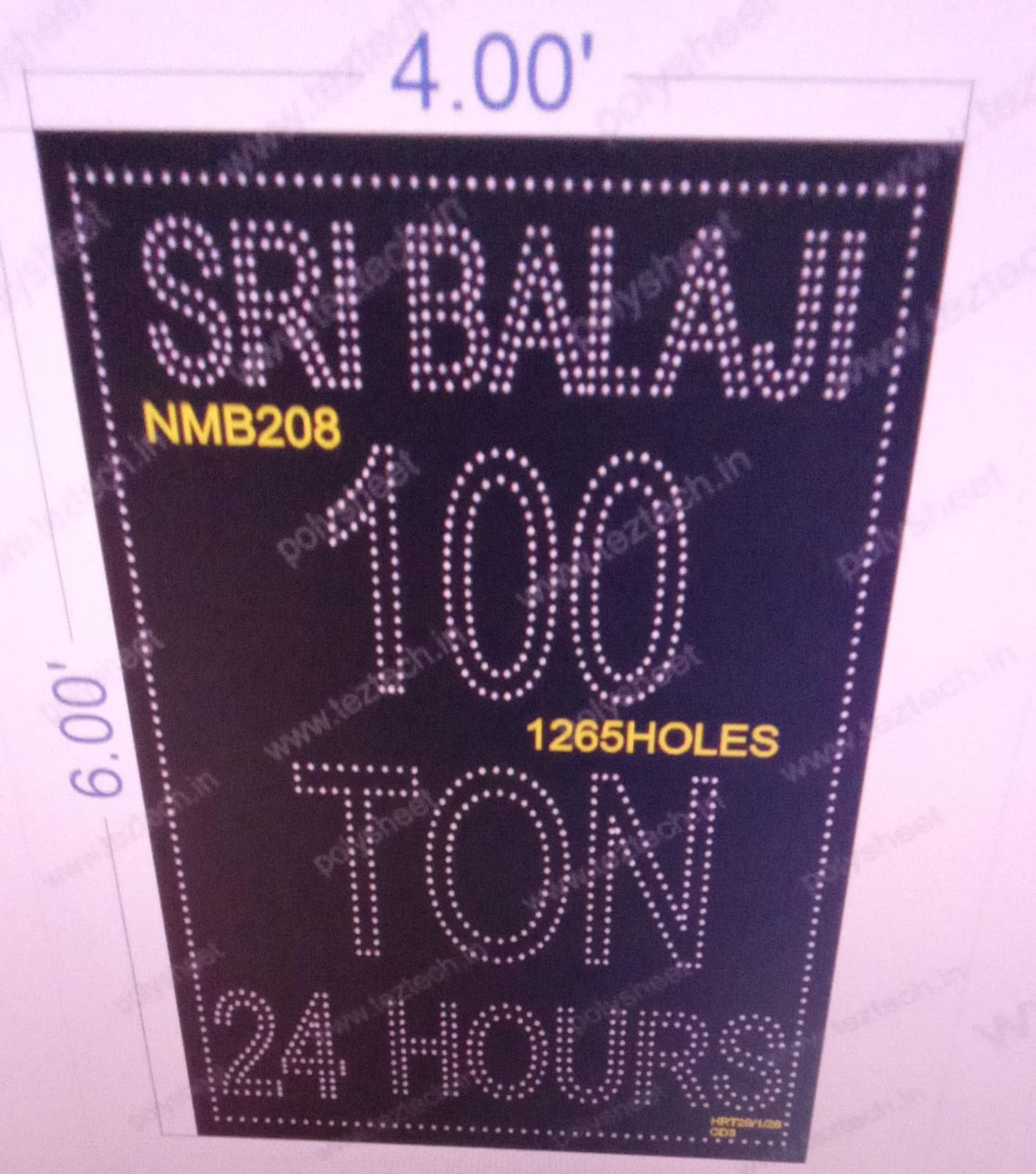 NMB208 NAME BOARD 6X4  FEET 1265  HOLES