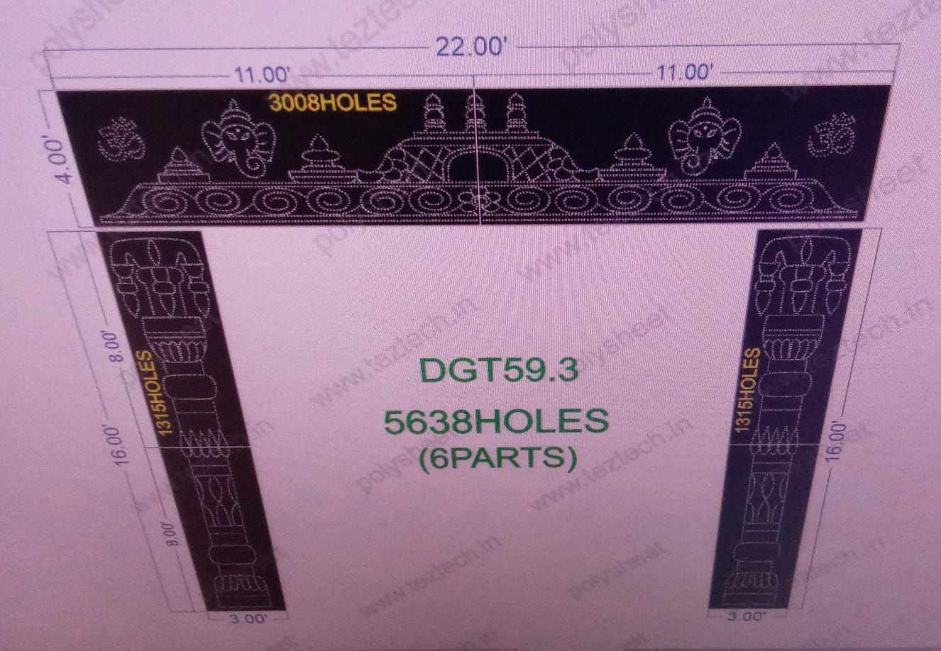 DGT59.3  DESIGNER  GATE 6 PARTS 20X22  FEET 5638 HOLES