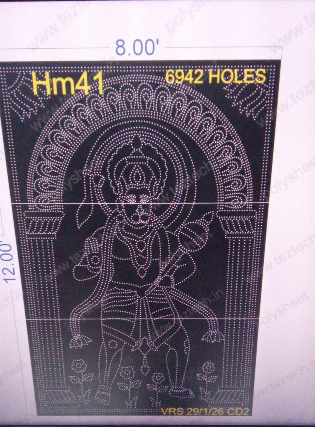 HM41 HANUMANJI 3 PARTS 12X8 FEET 6942 HOLES