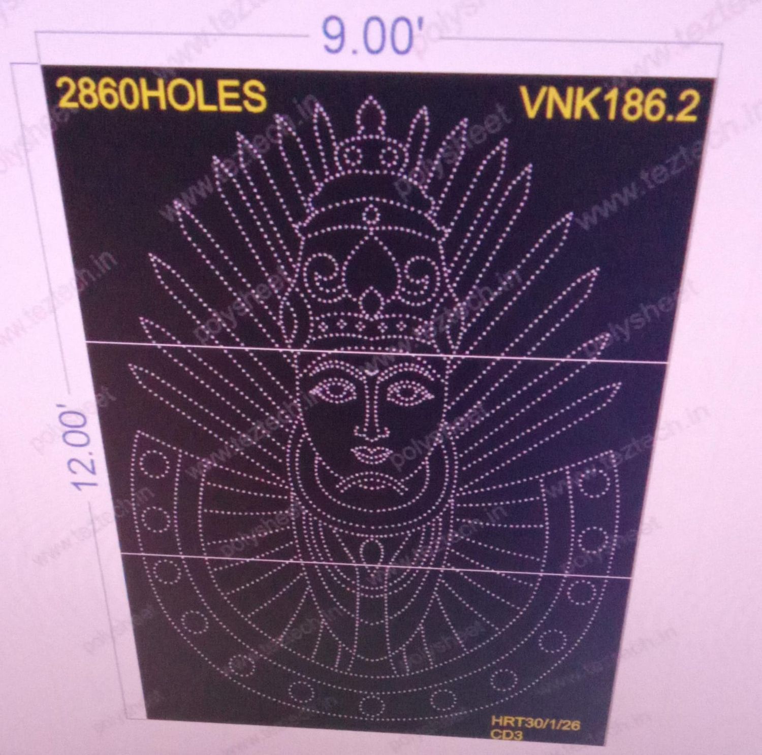 DM186.2   DEVI MATA  12X9  FEET 2860 HOLES (3 PARTS)