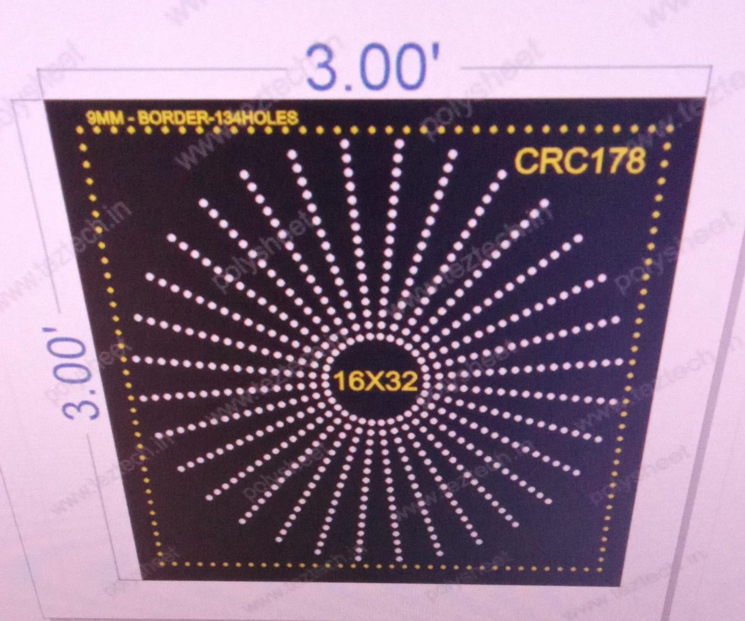 CRC178  3X3  FEET 16X32  HOLES TOTAL -512HOLES BORDER HOLES -134 HOLES