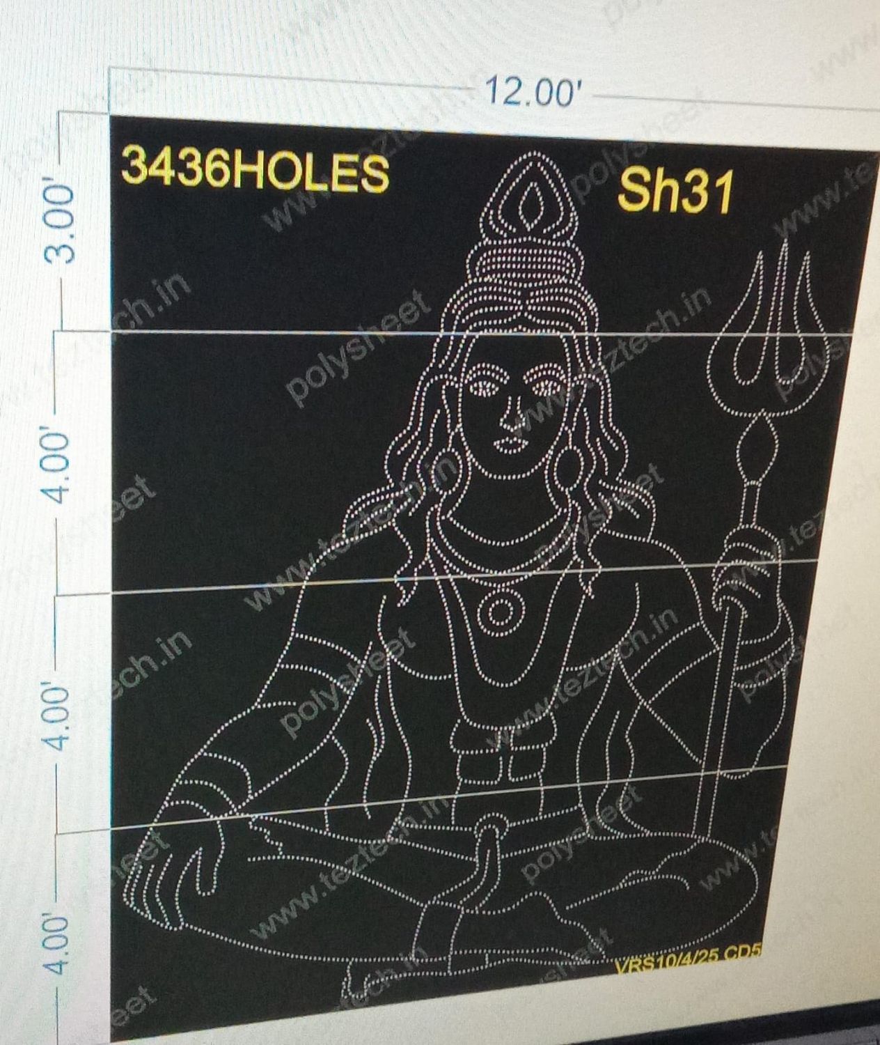SH31 SHIV 4 PARTS 12X15 FEET 3436 HOLES