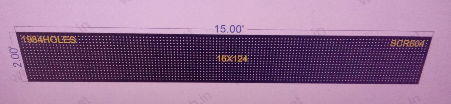 SCR604  2X15  FEET 16X124 HOLES SCREEN TOTAL  HOLES=1984