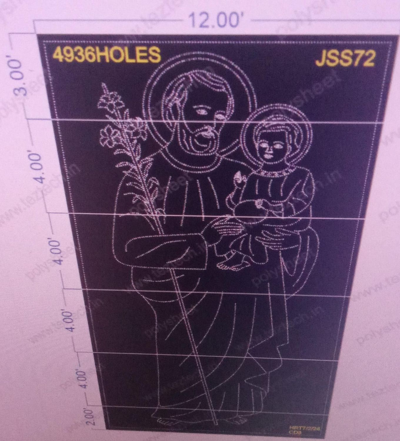 JSS72  JESUS 21X12 FEET 4936  HOLES (6 PARTS)