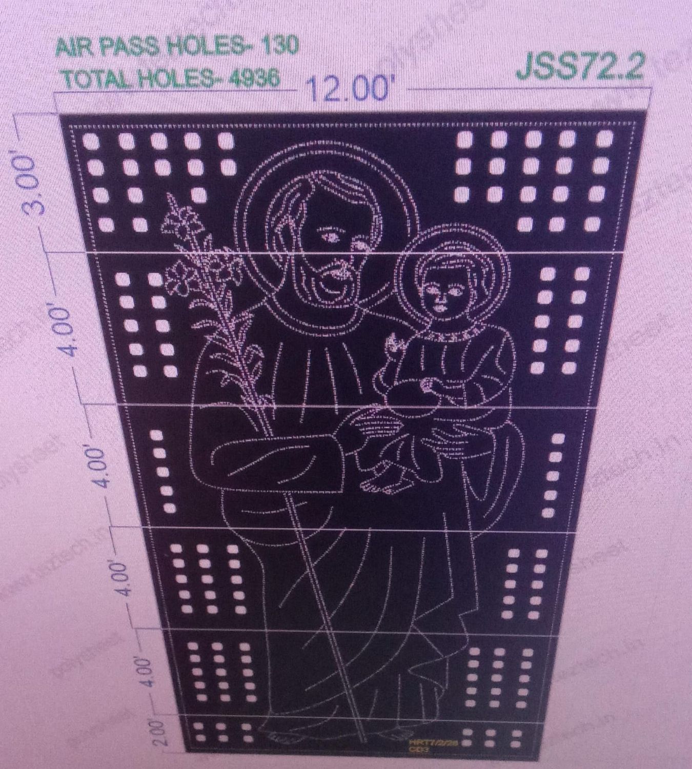 JSS72.2  JESUS 21X12 FEET 4936  HOLES  (6 PARTS) AIR PASS HOLES- 130