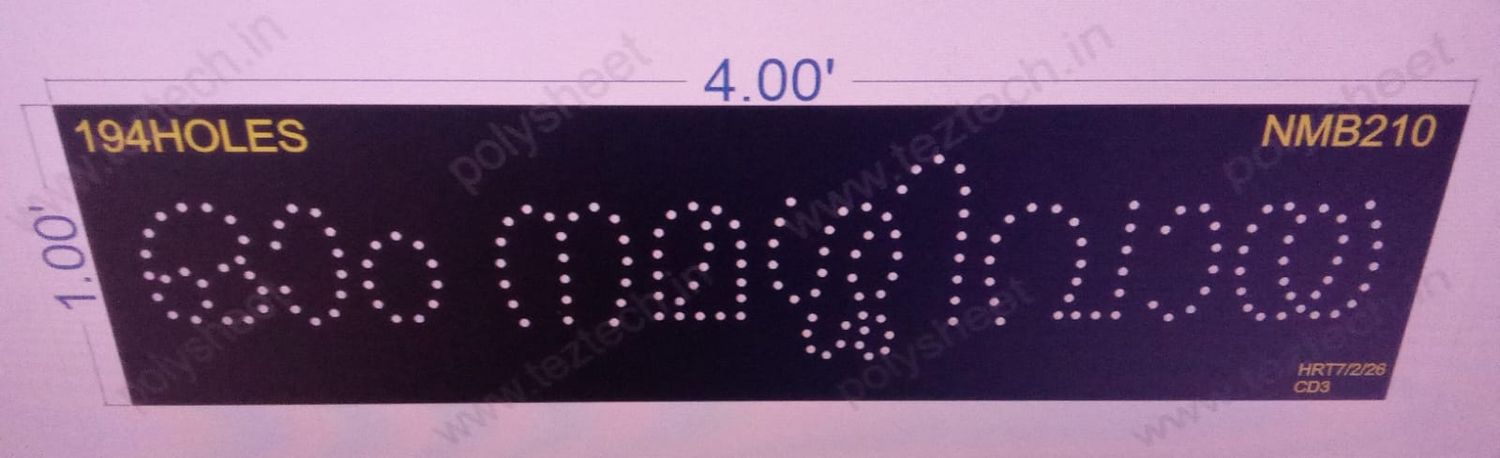 NMB210 NAME BOARD 1X4  FEET 194  HOLES