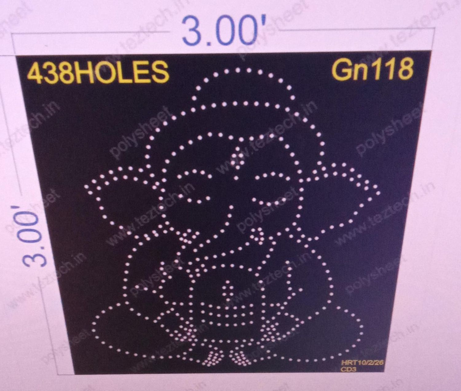 GN118 GANESHJI 3X3  FEET 438  HOLES