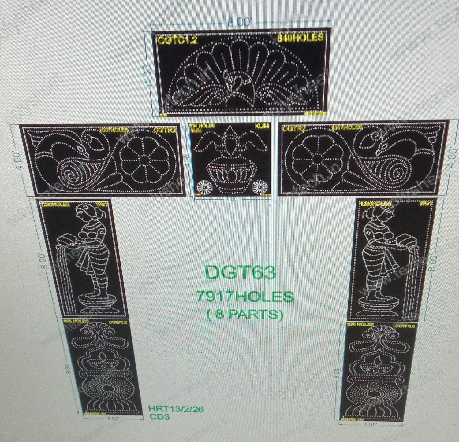 DGT63  DESIGNER  GATE 24X20  FEET 7917  HOLES (8 PARTS)
