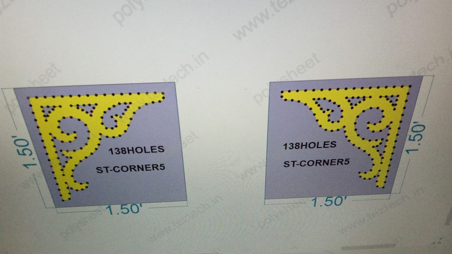 ST-CORNER5  STICKER CORNER 1.5X1.5  FEET 138 HOLES