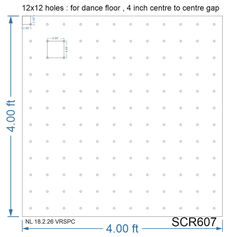 SCR607	4X4 FEET 12X12 HOLES SCREEN TOTAL HOLES=144 For Dance Floor