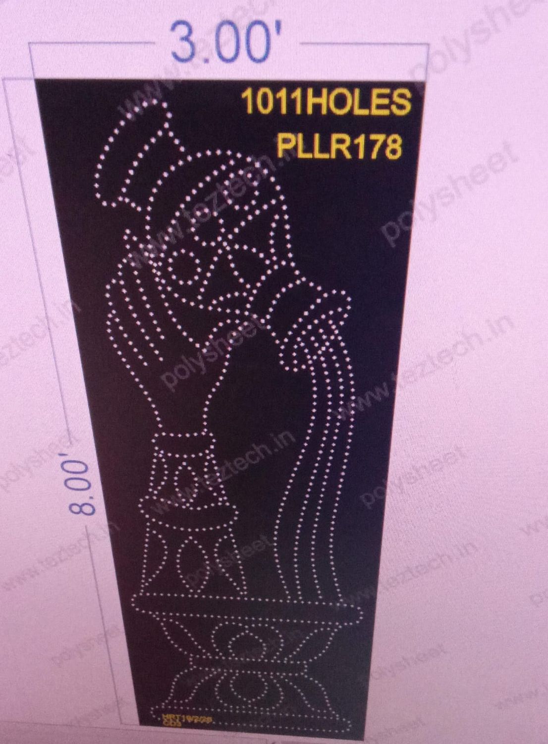 PLLR178 PILLR 8X3  FEET 1011  HOLES