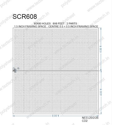 SCR608 8X8 FEET 80X80 HOLES SCREEN TOTAL  HOLES=6400 (2PARTS)