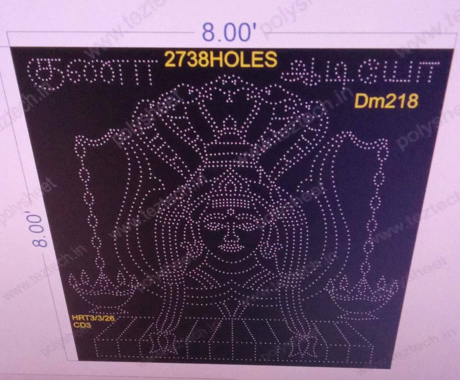 DM218  DEVI MATA  8X8 FEET 2738 HOLES (2PARTS)