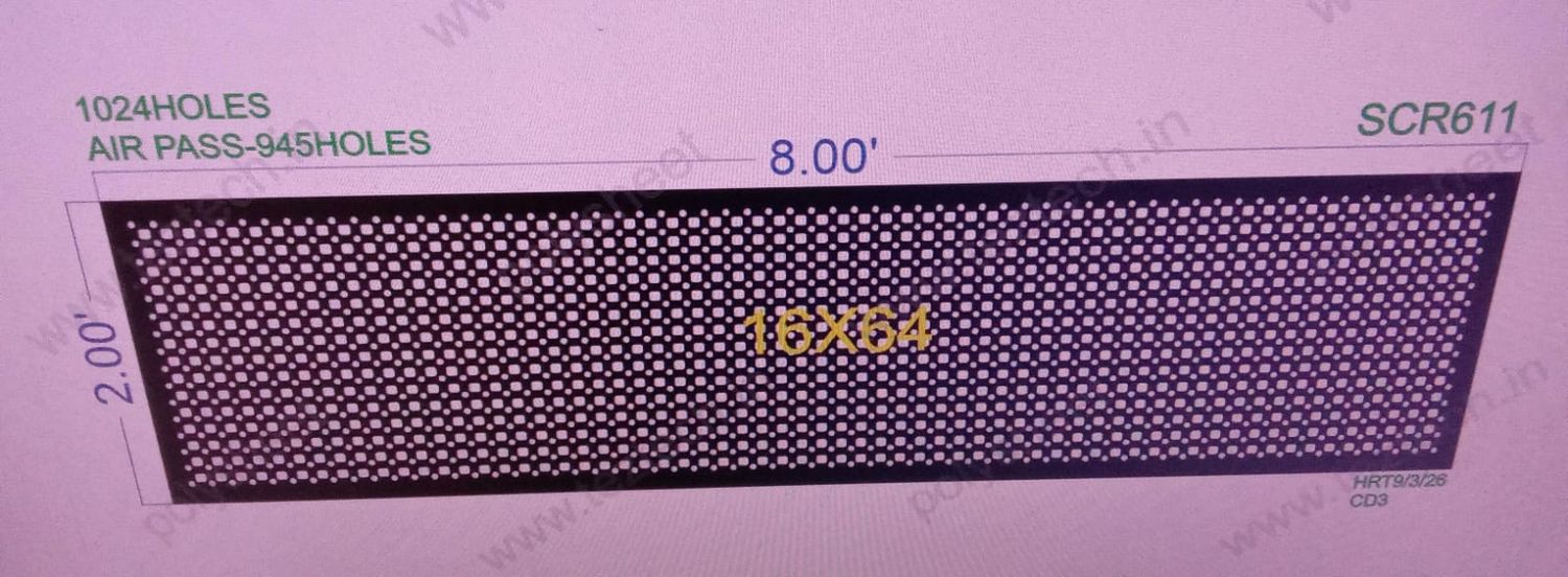 SCR611 2X8 FEET 16X64 HOLES SCREEN TOTAL  HOLES=1024 WITH AIR PASS