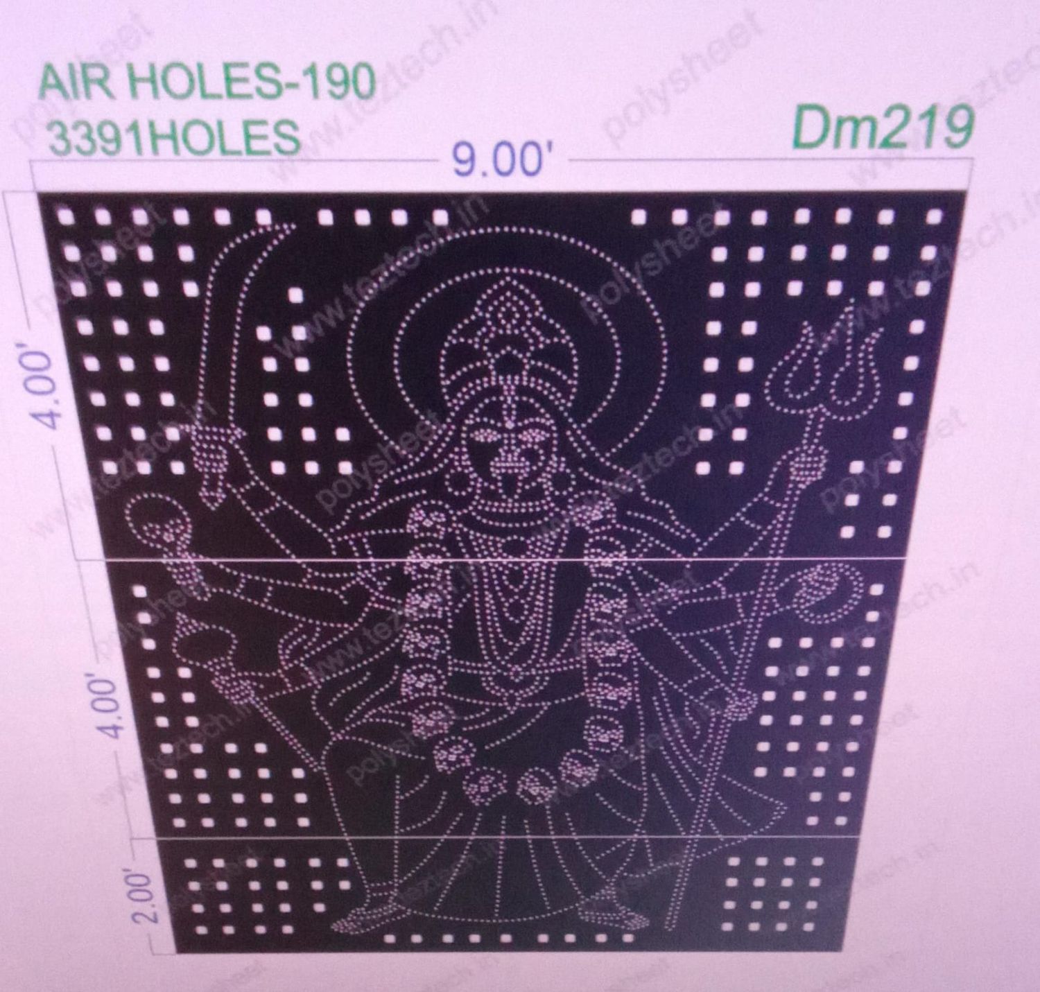 DM219  DEVI MATA  10X9 FEET 3391  HOLES (3 PARTS)