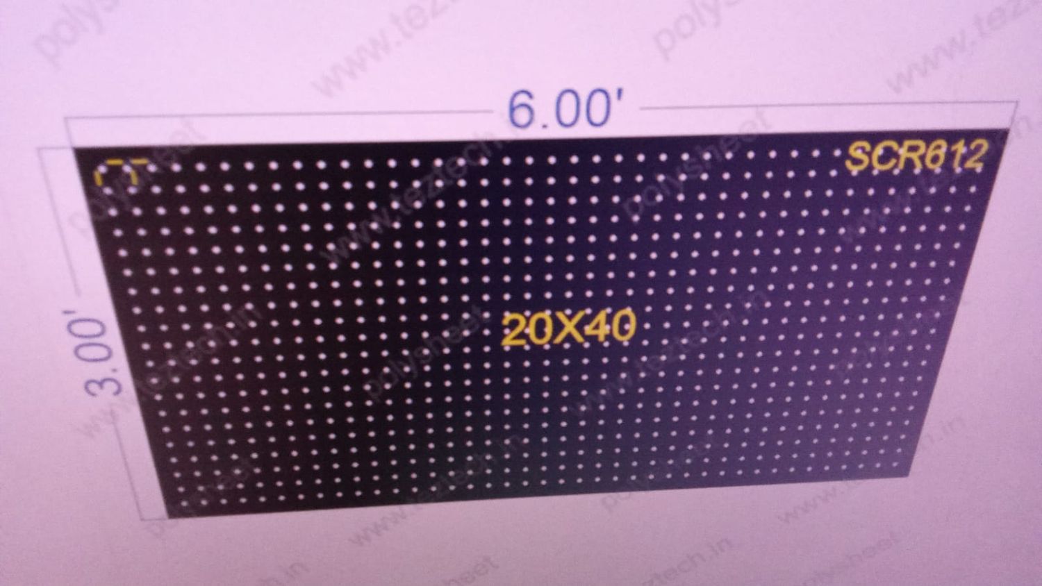 SCR612 3X6 FEET 20X40 HOLES SCREEN TOTAL  HOLES=800