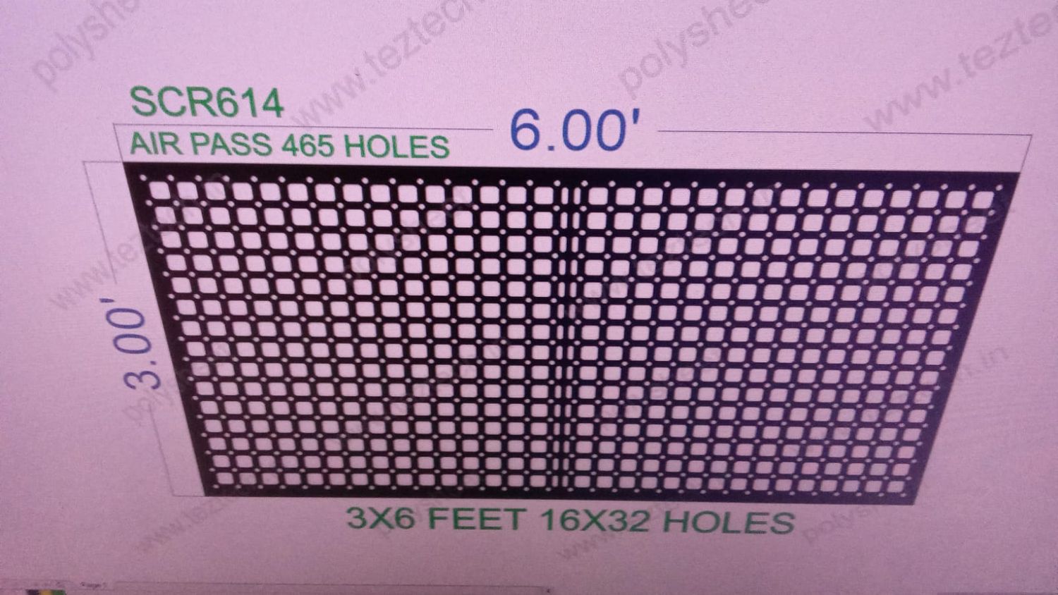 SCR614  3X6 FEET 16X32 HOLES SCREEN TOTAL  HOLES=512