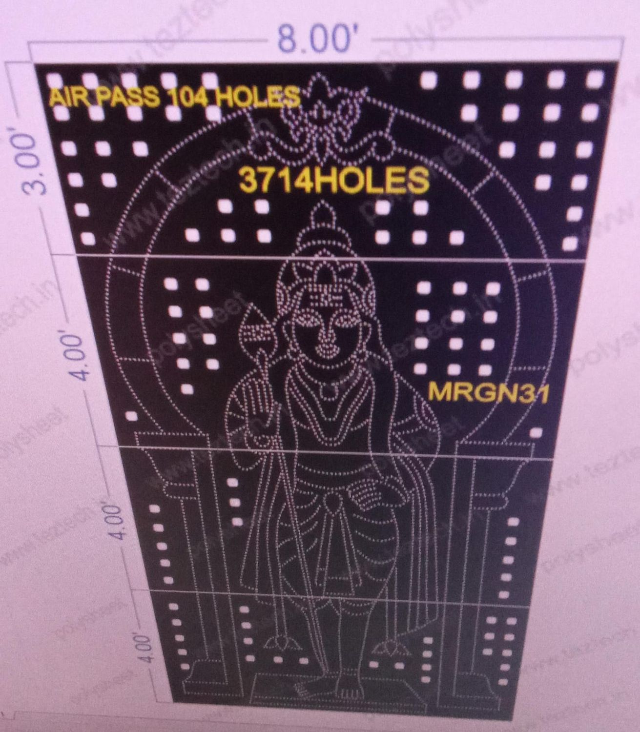 MRGN31  MURUGAN 1PART 15X8  FEET 3714  HOLES (4 PARTS )