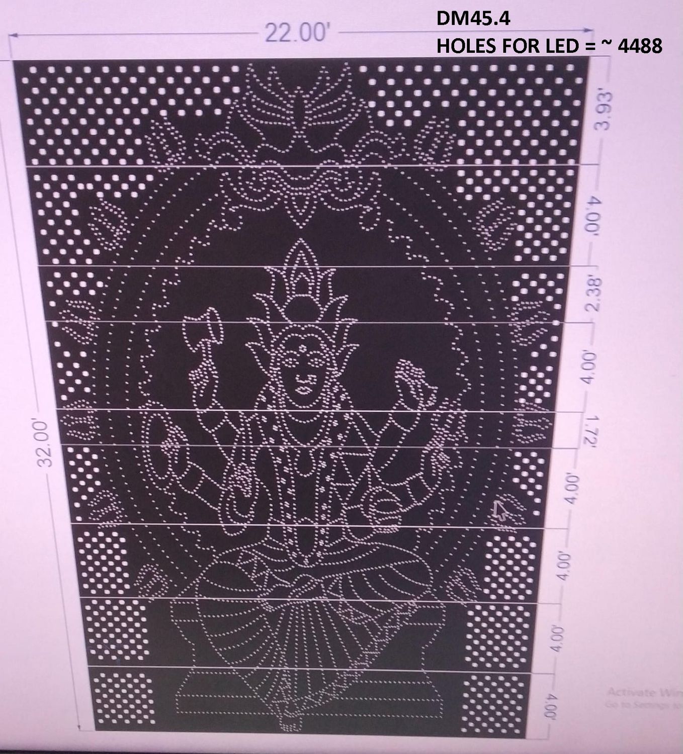 DM45.4 DEVI MATA WITH AIR PASS HOLES 9 PARTS 32X22 FEET 4488 HOLES