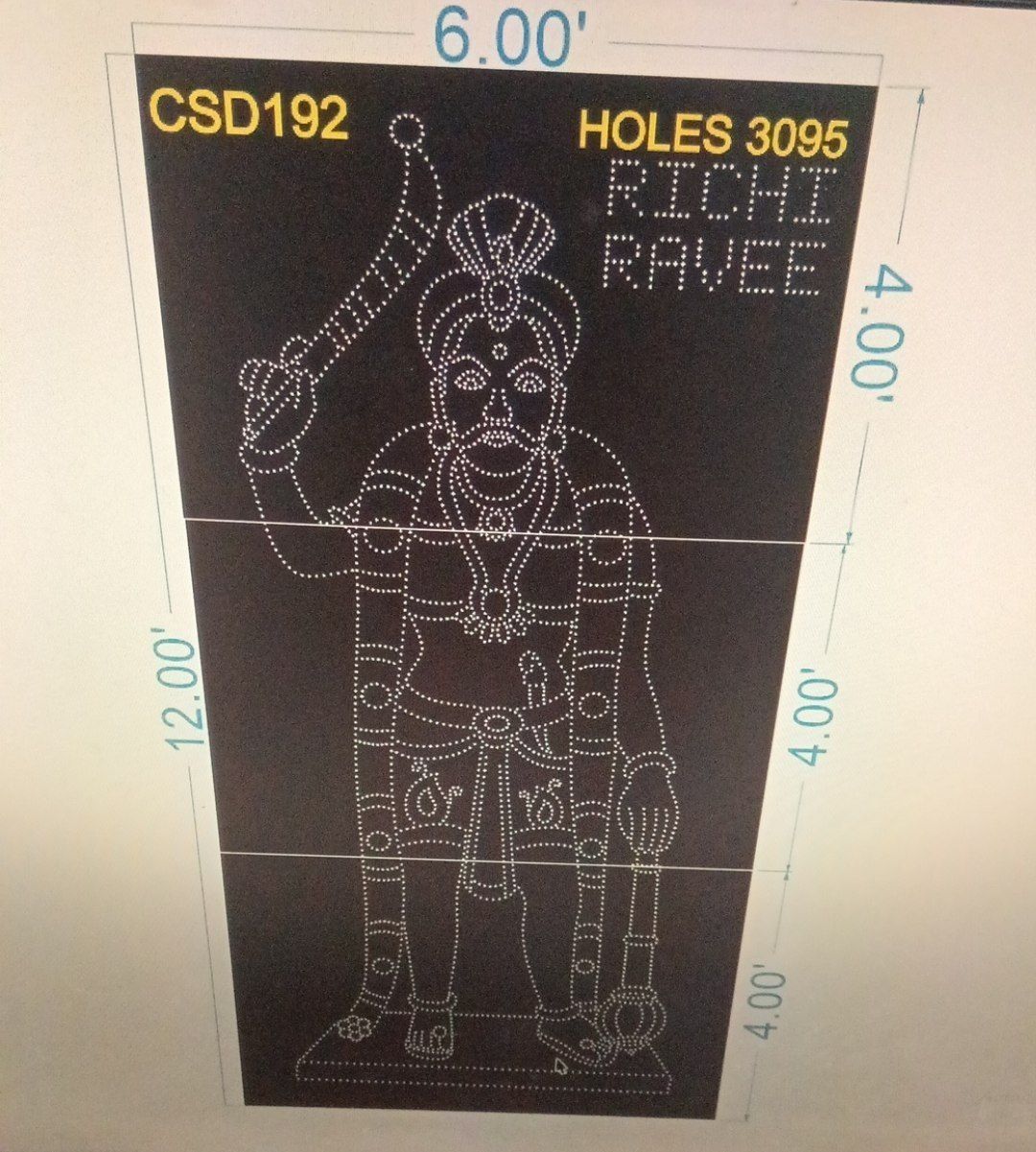 CSD192  SHREE MUNISWARAN 3 PARTS 12X6 FEET 3095 HOLES