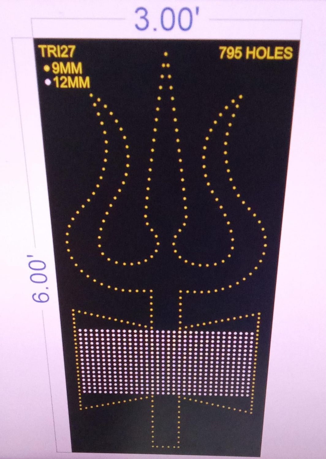 TRI27 TRISHUL WITH 16X32 HOLES SCREEN 1 PART 6X3 FEET 795 HOLES