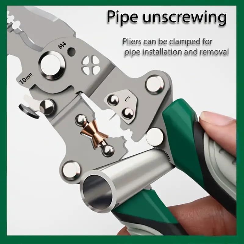 Professional All-in-1 Foldable Wire Stripper and Crimping Tool, Multifunctional Electric Cable Cutter with Plier, Twisting and Splitting Functions